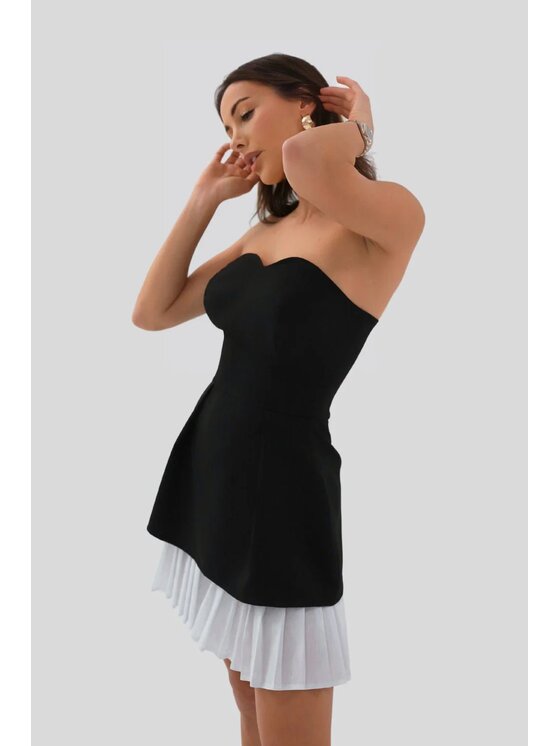 Chiara Wear Chiara Wear Sukienka koktajlowa Sukienka mini z plisami EMILY Czarny Slim Fit