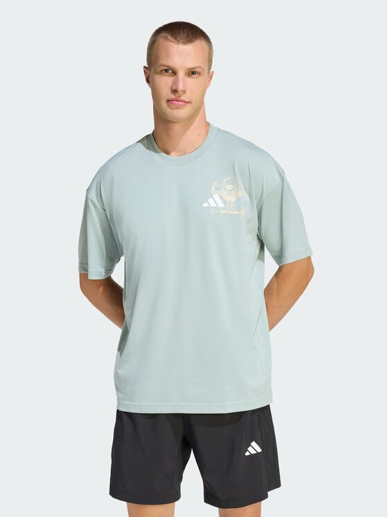 adidas adidas Koszulka techniczna 158938 Zielony Oversize
