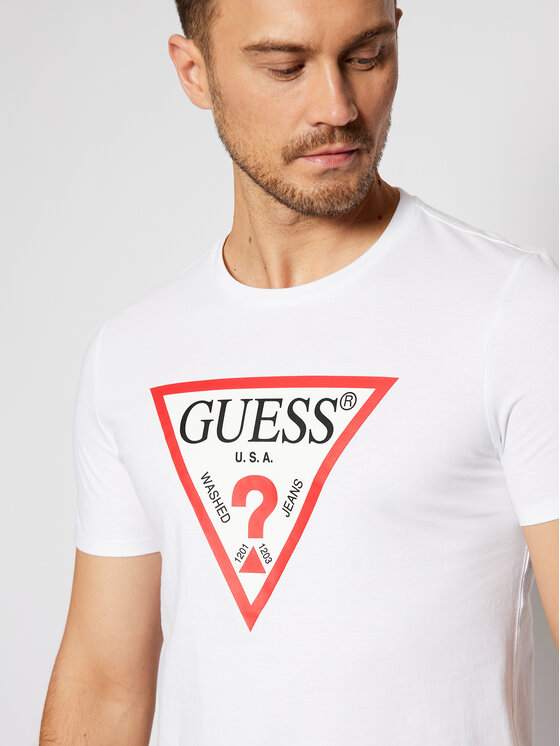 Guess Guess Majica M0BI71 I3Z11 Bela Slim Fit