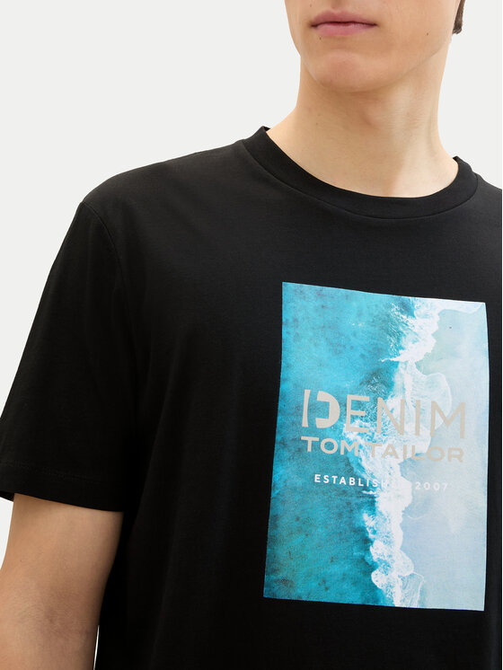Tom Tailor Denim Tom Tailor Denim T-särk 1042045 Must Regular Fit