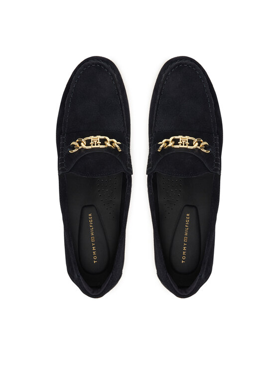 Tommy Hilfiger Tommy Hilfiger Mokasyny Th Chain Suede Loafer FW0FW09327 Granatowy