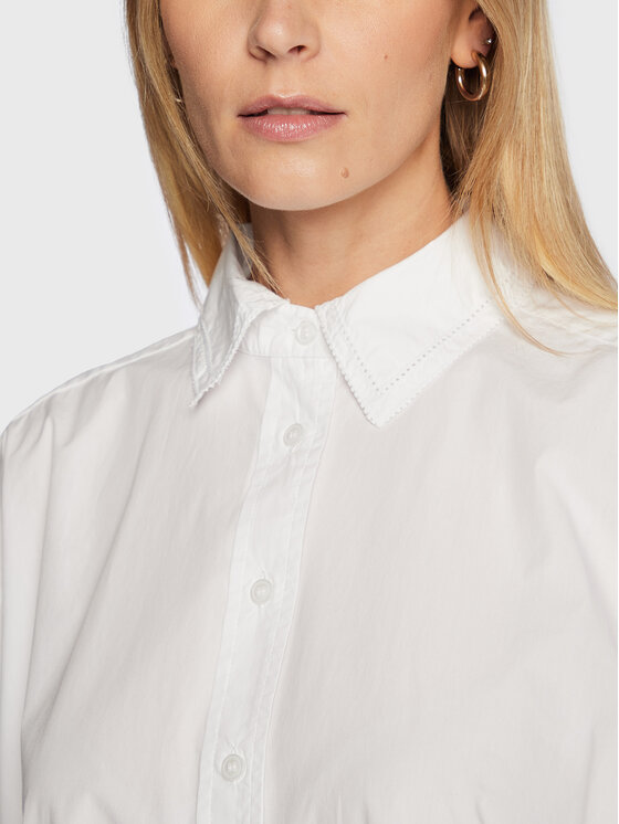 Tommy Hilfiger Tommy Hilfiger Marškinių tipo suknelė Solid WW0WW37102 Balta Oversize