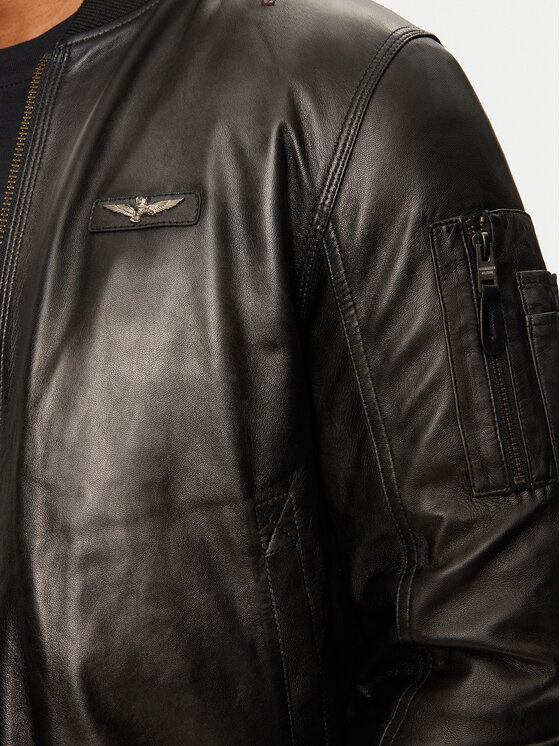 Aeronautica Militare Aeronautica Militare Μπουφάν δερμάτινο 242PN956PL247 Μαύρο Regular Fit