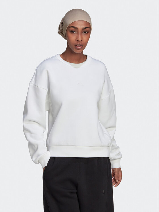 adidas Bluză ALL SZN Fleece Sweatshirt HJ7997 Alb Loose Fit