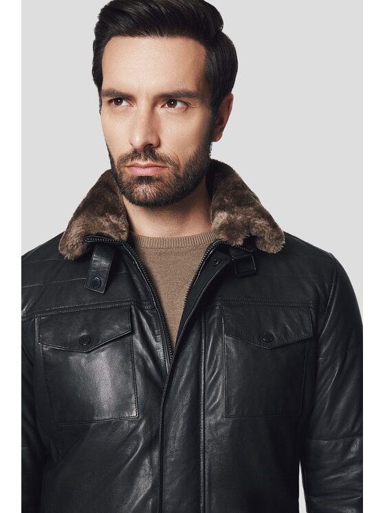 Lancerto Lancerto Kurtka skórzana Rhone KU068224000008 Czarny Regular Fit
