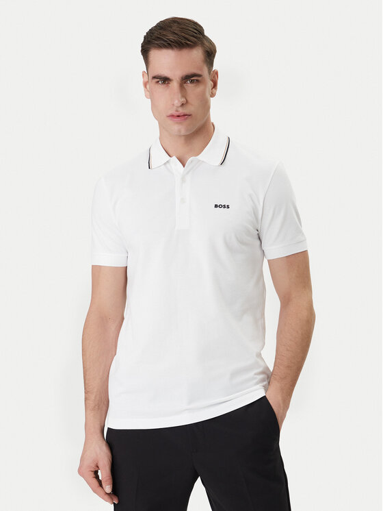BOSS Tricou polo Birdie Paule 50559365 Alb Slim Fit
