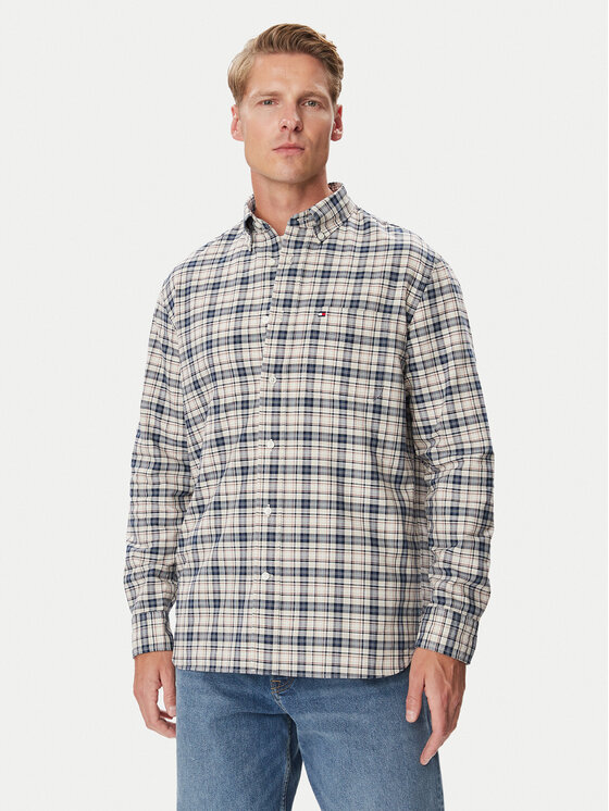 Tommy Hilfiger Tommy Hilfiger Košile Oxford Tartan MW0MW44620 Béžová Regular Fit