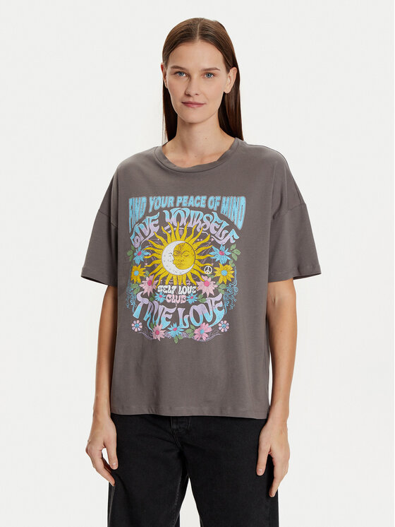 Noisy May Noisy May Tricou Ida 27033306 Gri Loose Fit