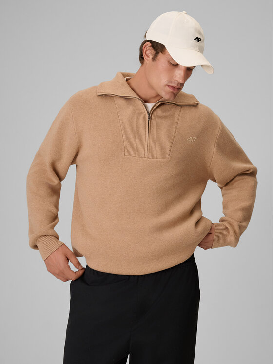 4F 4F Sweter CITY FORM Beżowy Regular Fit