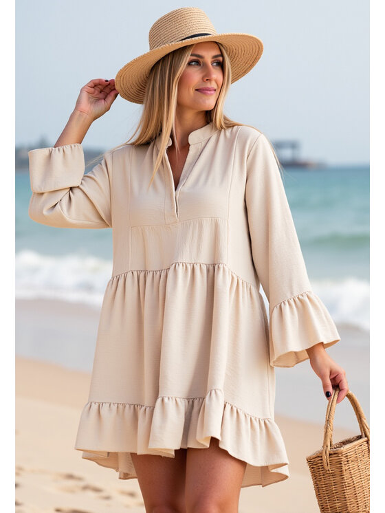 FIGL FIGL Vestito da giorno M1136 Beige A-Line Fit