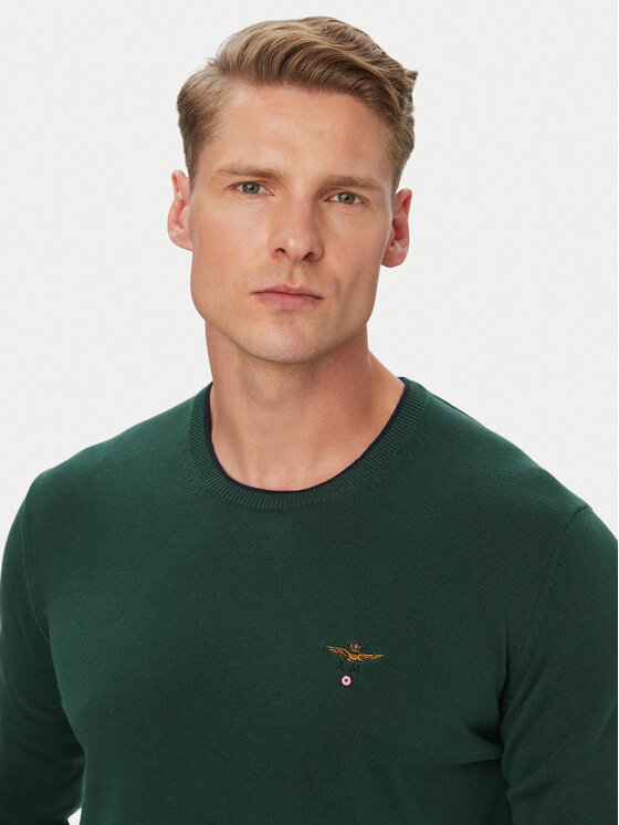 Aeronautica Militare Aeronautica Militare Sweter 262MA1631UL00506 Zielony Regular Fit