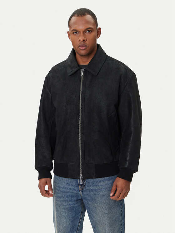 BOSS BOSS Geacă de piele Jonier 50547567 Negru Relaxed Fit