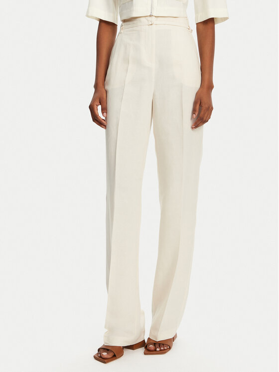 Patrizia Pepe Patrizia Pepe Kalhoty z materiálu 2P1659 A052 B823 Écru Regular Fit