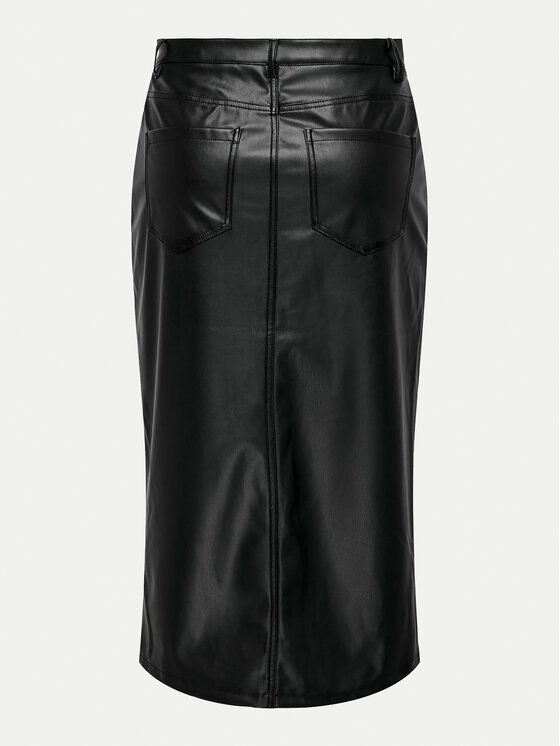 ONLY ONLY Fustă din imitație de piele Kiri 15324778 Negru Regular Fit