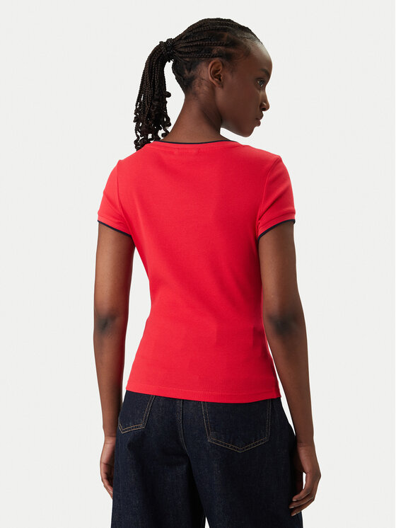 Tommy Jeans Tommy Jeans T-Shirt DW0DW22275 Czerwony Slim Fit