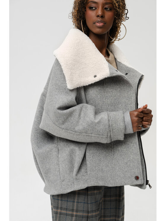 blue shadow blue shadow Kurtka przejściowa Naomi Szary Regular Fit