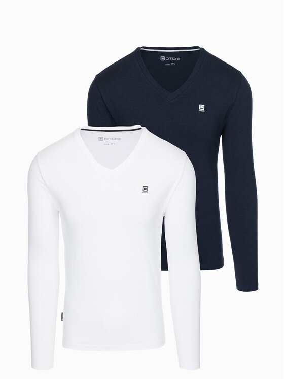Ombre Ombre Komplet longsleeve Z87 Biały Regular Fit