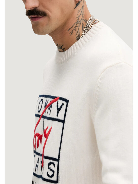 Tommy Jeans Tommy Jeans Πουλόβερ DM0DM22401 Λευκό Casual Fit