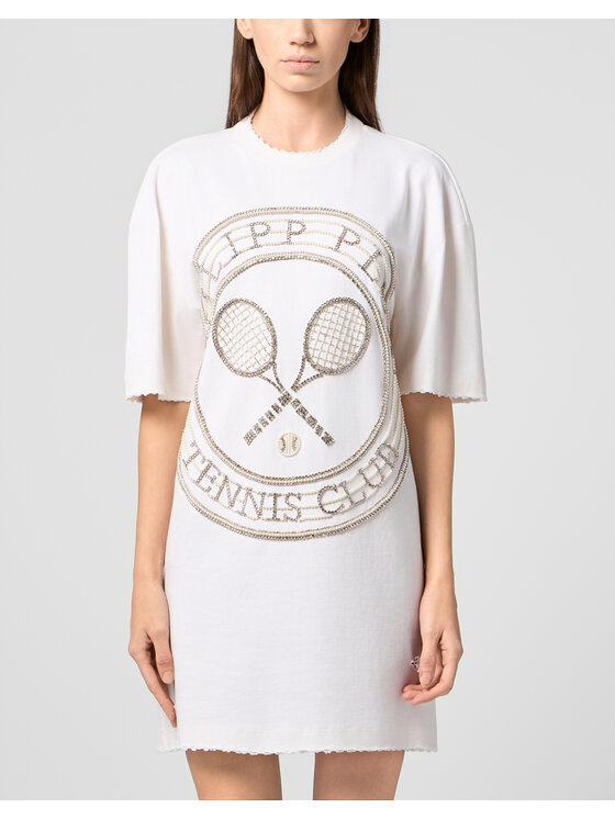 PHILIPP PLEIN PHILIPP PLEIN Sukienka codzienna 30516 Biały Over Fit