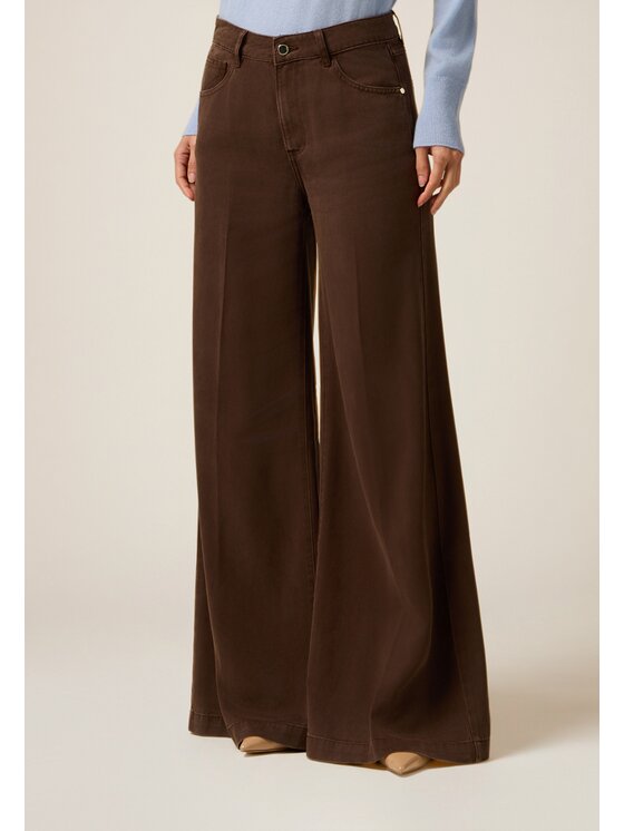 Oltre Oltre Pantaloni di tessuto P704R009049N052 Marrone Baggy Fit