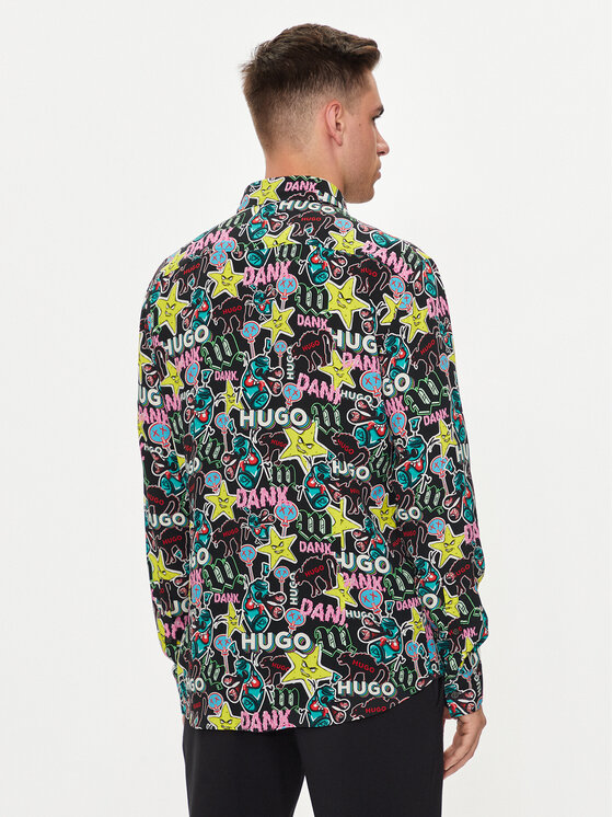 HUGO Hugo Krekls Ermo 50520083 Melns Slim Fit