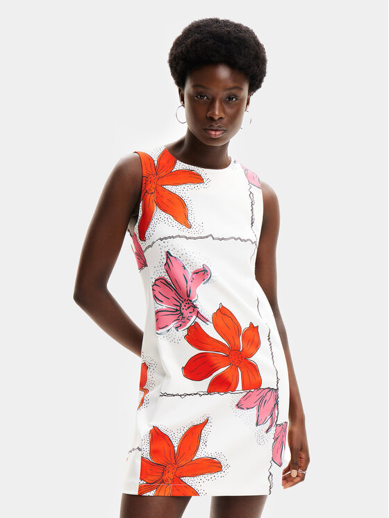 Desigual Desigual Rochie de vară Houston 24SWVW01 Alb Regular Fit