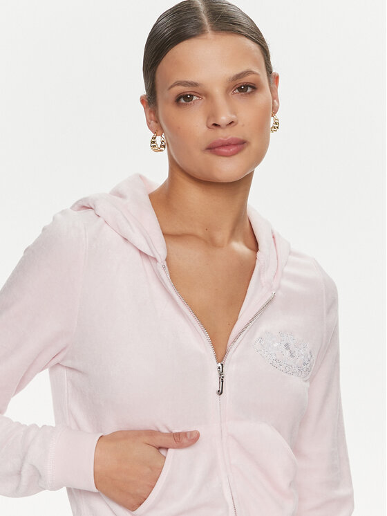Juicy Couture Juicy Couture Mikina Heritage Dog JCBAS223813 Růžová Slim Fit