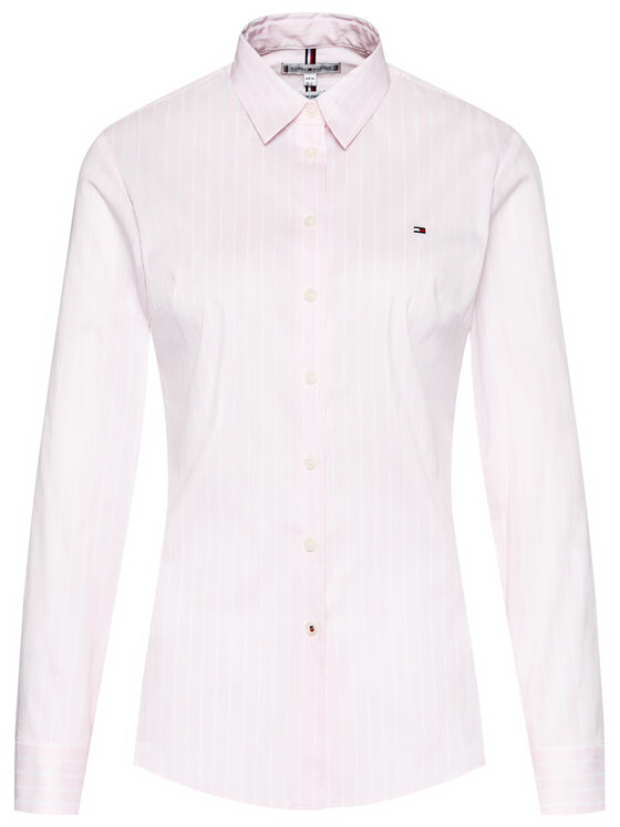 Tommy Hilfiger Marškiniai WW0WW30307 Rožinė Slim Fit • Modivo.lt