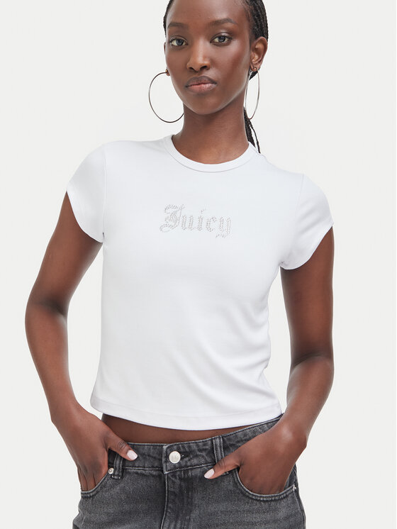 Juicy Couture Juicy Couture Tricou JCWCT226326 Alb Slim Fit