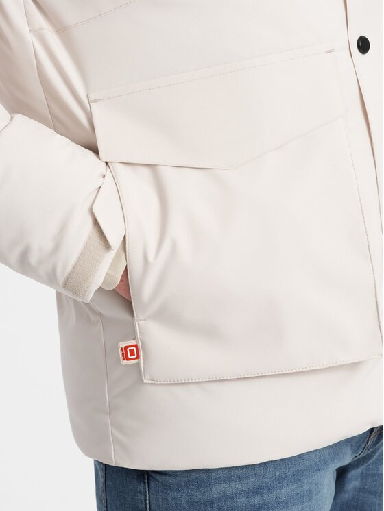 Ombre Ombre Zimní bunda OM-JAHP-0152 Écru Regular Fit