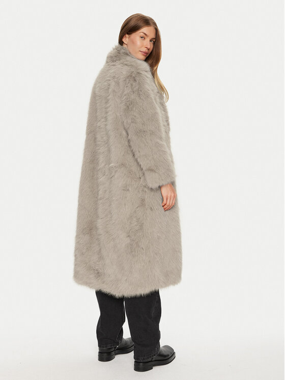 Eleh Eleh Pelzmantel E00192 Beige Regular Fit