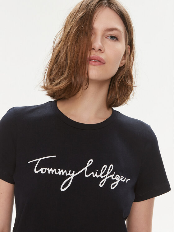 Tommy Hilfiger Tommy Hilfiger T-krekls Signature WW0WW41674 Tumši zils Regular Fit