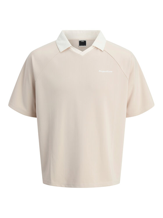 Jack&Jones Jack&Jones Тениска с яка и копчета Lido 12276758 Бежов Loose Fit