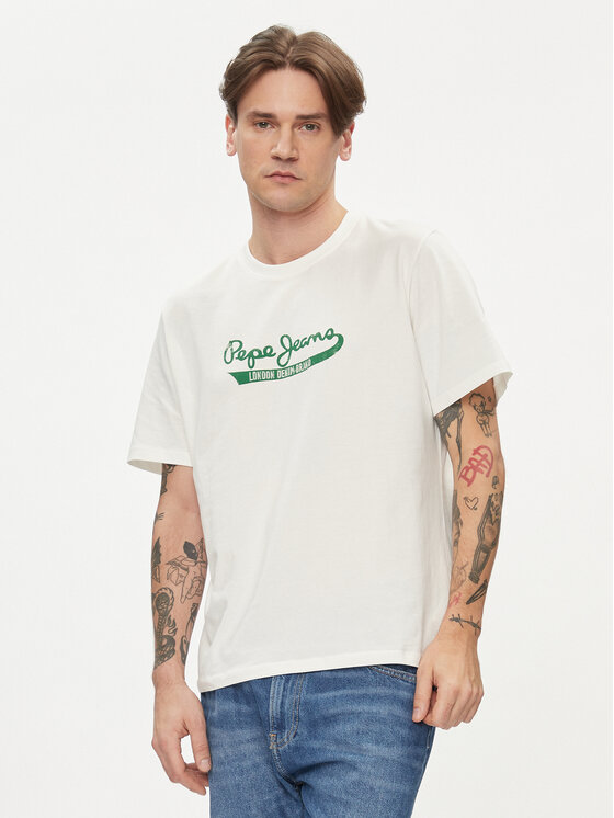 Pepe Jeans Tricou Claude PM509390 Écru Regular Fit
