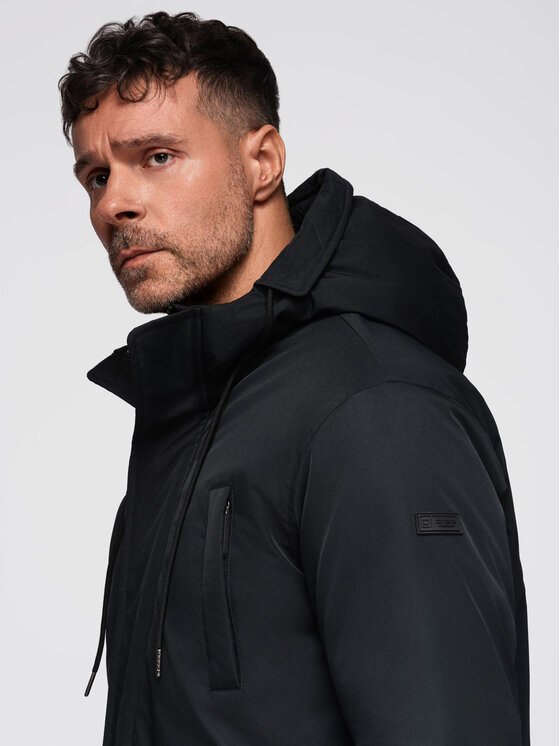 Ombre Ombre Parka OM-JAPJ-0313 Czarny Regular Fit