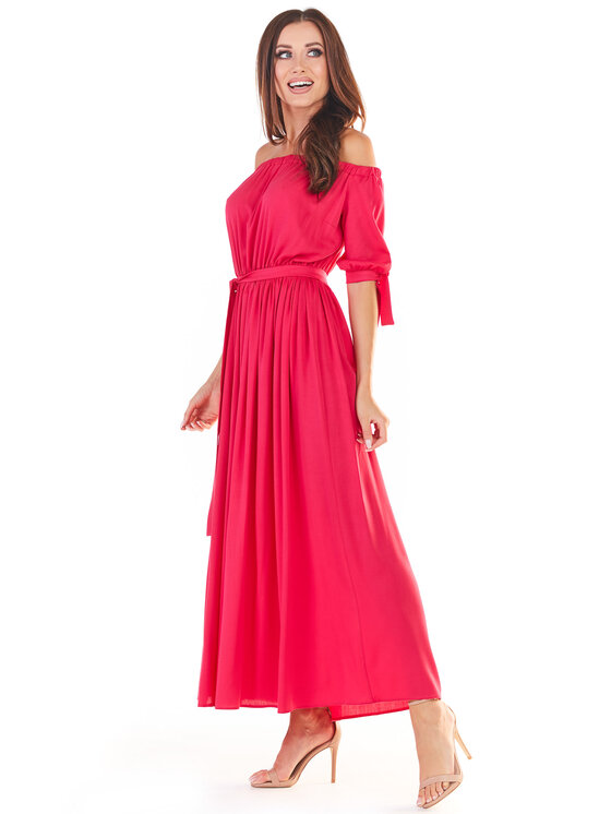 Awama Awama Sukienka letnia A357 Fioletowy Basic Fit