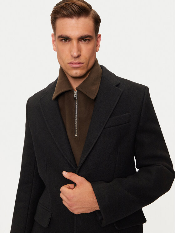 AMI PARIS AMI PARIS Płaszcz wełniany HCO010.WV0049 Czarny Regular Fit