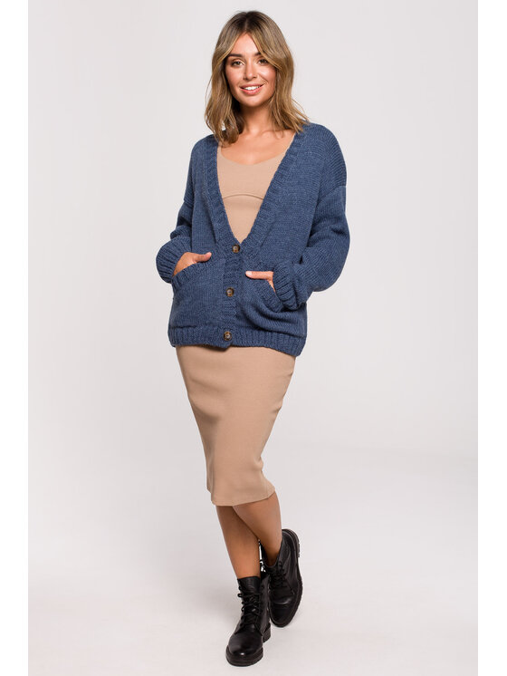 BeWear BeWear Sweter BK074 Niebieski Comfortable Fit