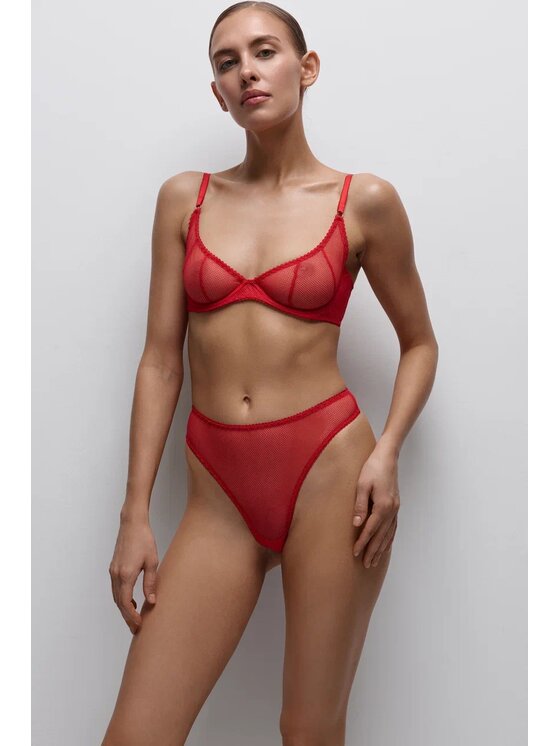 Merci Lingerie Merci Lingerie Biustonosz balkonetka EB05RB05D Czerwony