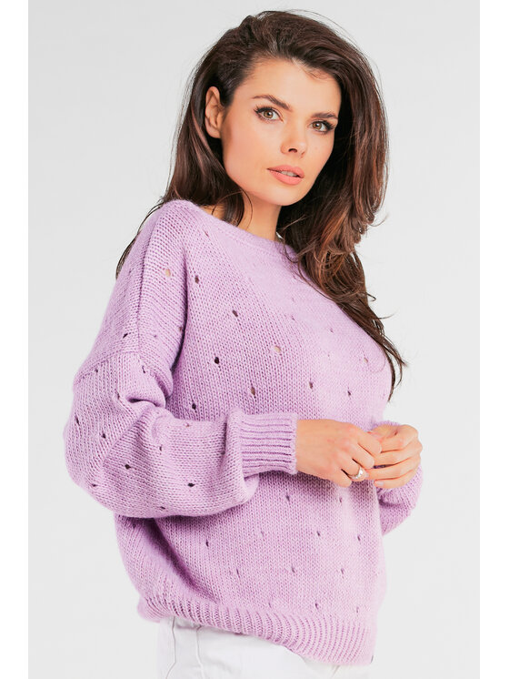Awama Awama Sweter A445 Fioletowy Basic Fit