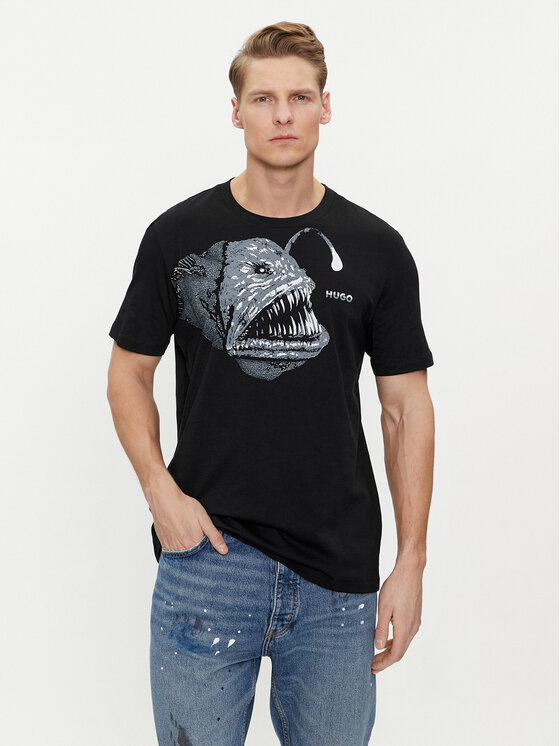 HUGO Hugo Marškinėliai Dibeach 50513812 Juoda Regular Fit