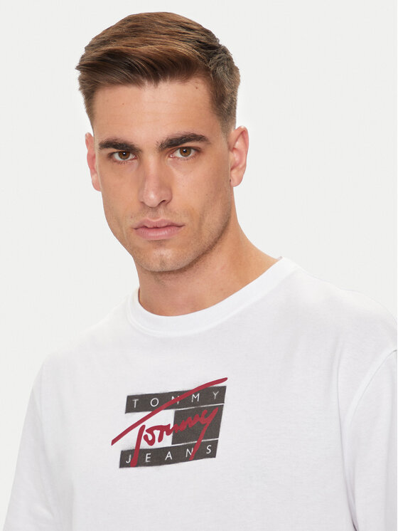 Tommy Jeans Tommy Jeans Тишърт Street Sigh Flag DM0DM18528 Бял Regular Fit