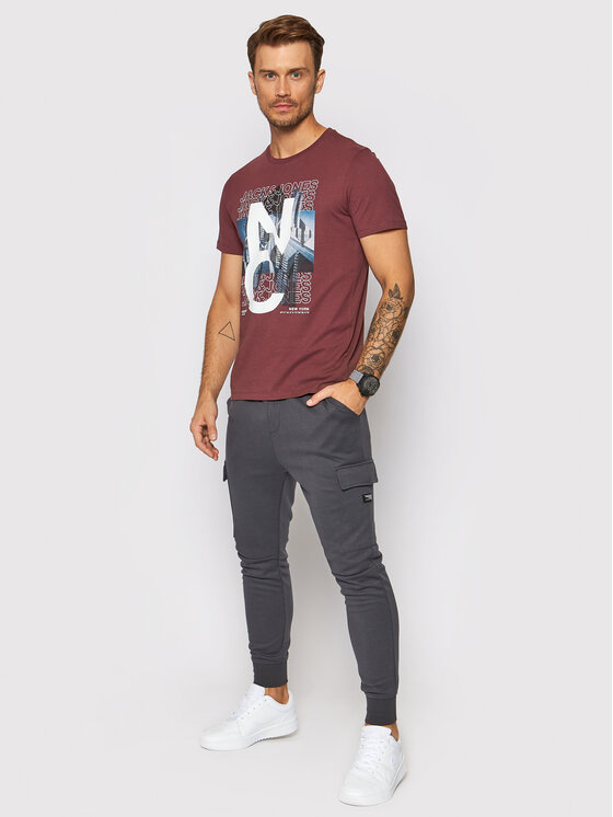 T-shirt York 12194070 Bordeaux Regular Fit