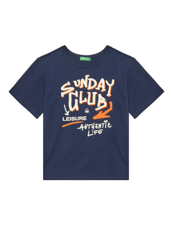 United Colors Of Benetton United Colors Of Benetton Marškinėliai 3JERG10JQ Tamsiai mėlyna Regular Fit