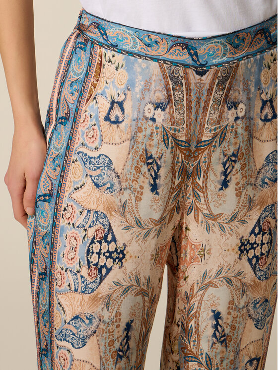 Oltre Oltre Pantaloni di tessuto P024J002685N0Z4 Turchese Baggy Fit