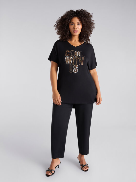 Fiorella Rubino Fiorella Rubino T-Shirt G153L008463N033 Czarny A-Line Fit