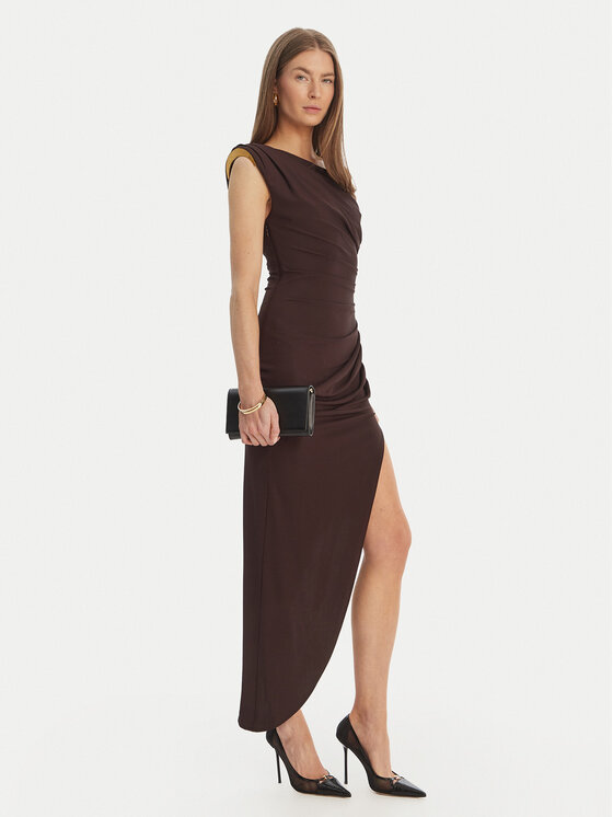 Elisabetta Franchi Elisabetta Franchi Koktel haljina AB-906-61E2-450 Smeđa Regular Fit