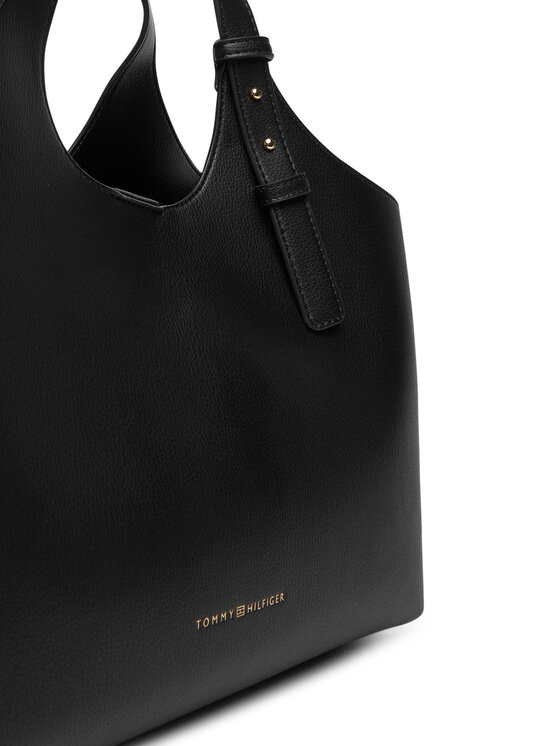 Tommy Hilfiger Tommy Hilfiger Ročna torba Th Logo Satchel AW0AW18282 Črna