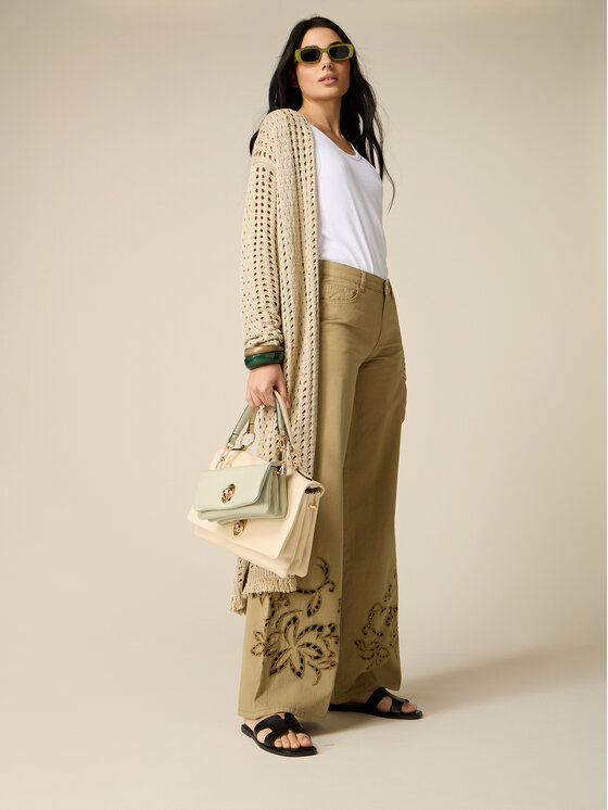 Oltre Oltre Spodnie materiałowe P00LR009149N035 Zielony Baggy Fit