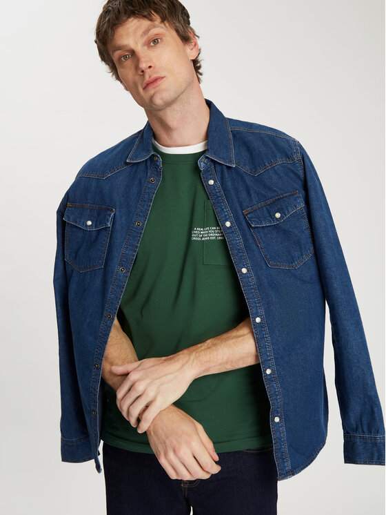 Cross Jeans Cross Jeans T-Shirt 16059-204 Zielony Regular Fit